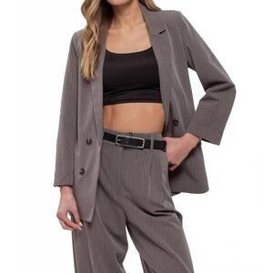 NEW THE WORKSHOP STUDIO pinstripe notched collar jacket in gray